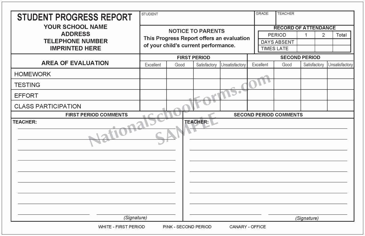 Grade Progress Report Template Lovely Student Progress Report Nationalschoolforms