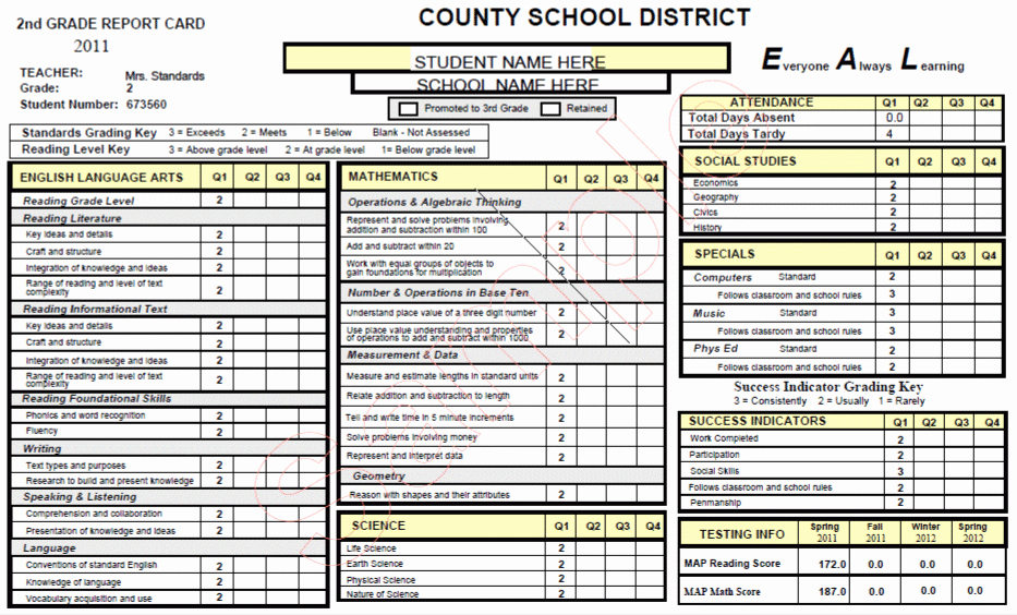 Grade Progress Report Template Luxury Standards Based Report Card School Stuff