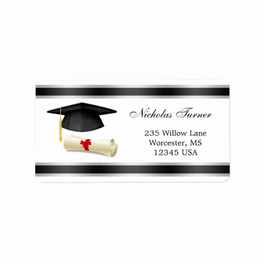 Graduation Address Labels Template Free Inspirational Graduation Mortar Cap &amp; Diploma Avery Label