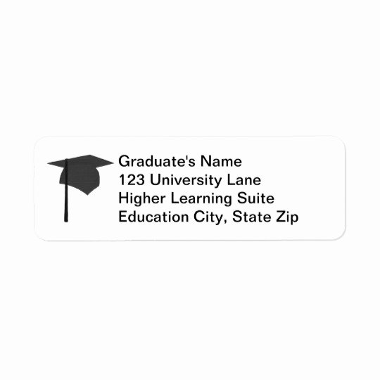 Graduation Address Labels Template Free Luxury Black Graduation Cap Tassel Return Address Labels