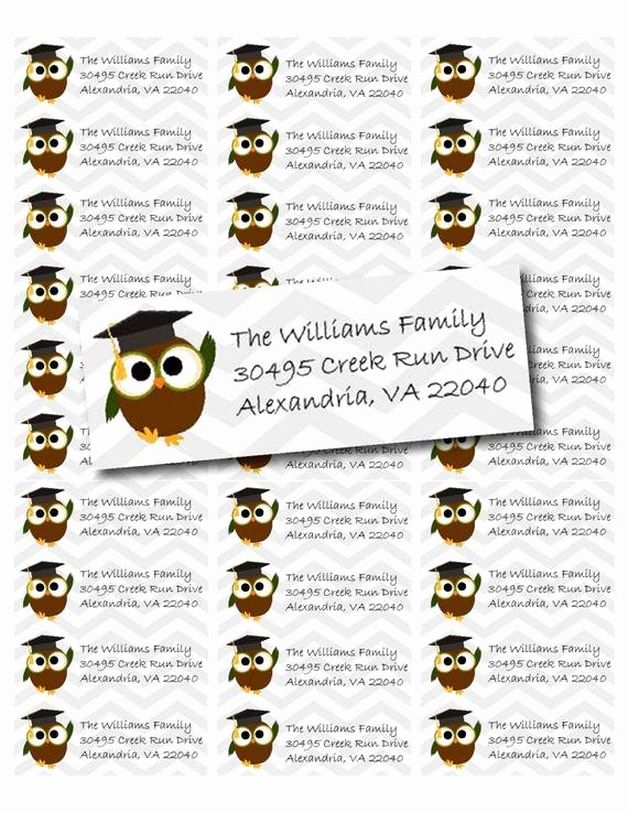 Graduation Address Labels Template Free Unique Cute Graduation Owl Printable Return Address Labels Pdf