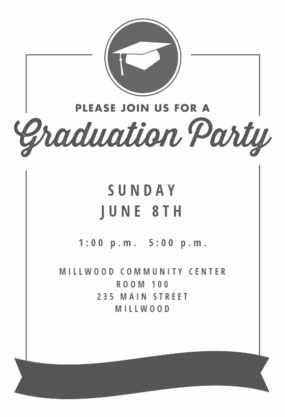 Graduation Card Template Word Elegant Ribbon Graduation Graduation Party Invitation Template