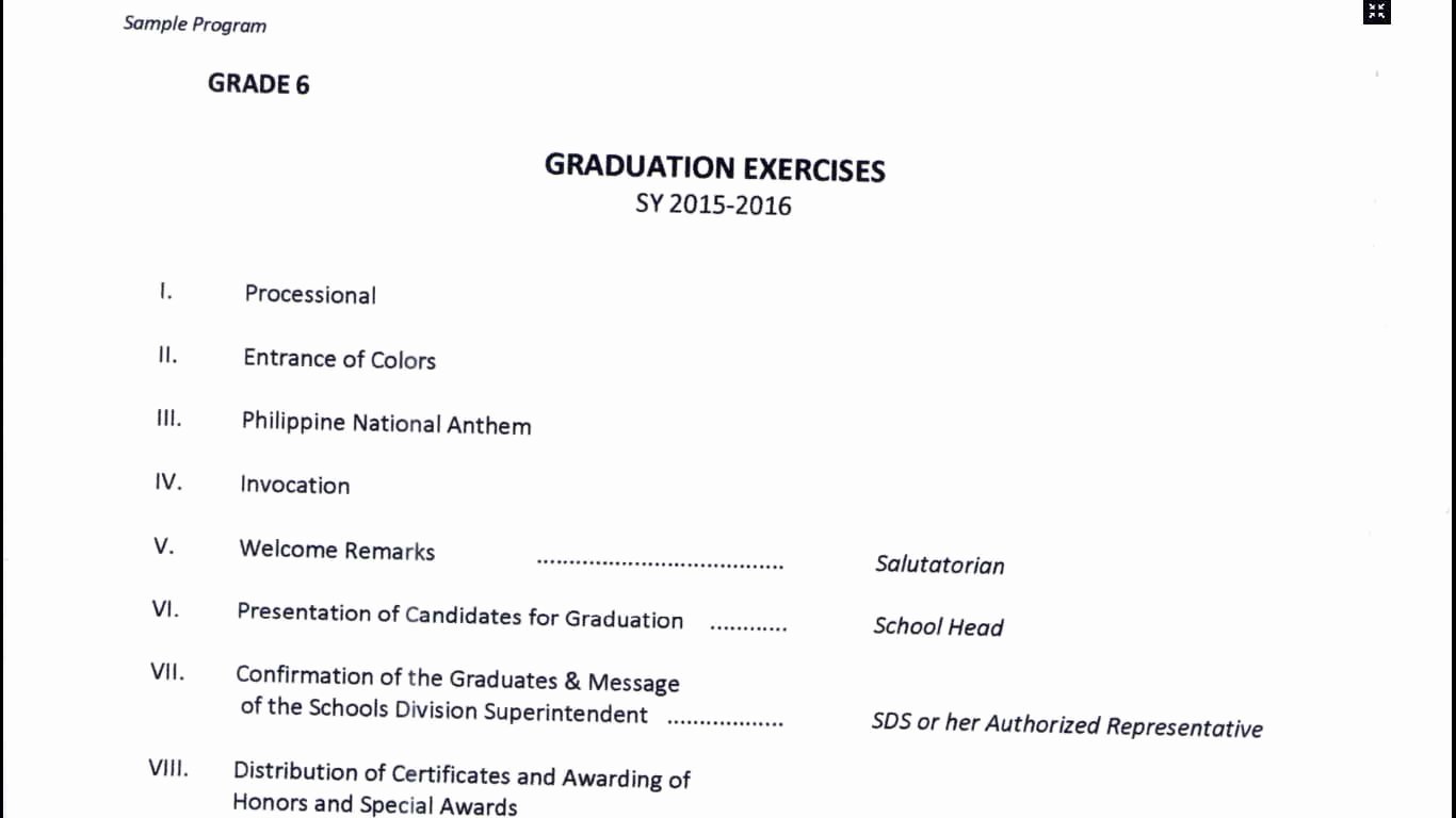 Graduation Ceremony Agenda Inspirational Program Flow for Graduation Of Grade 6 and Pletion