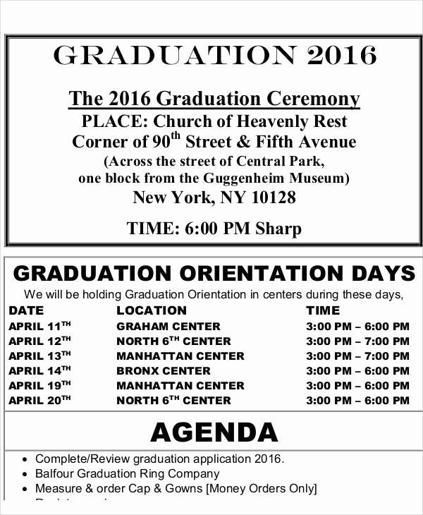 Graduation Ceremony Agenda Luxury 42 Free Agenda Templates