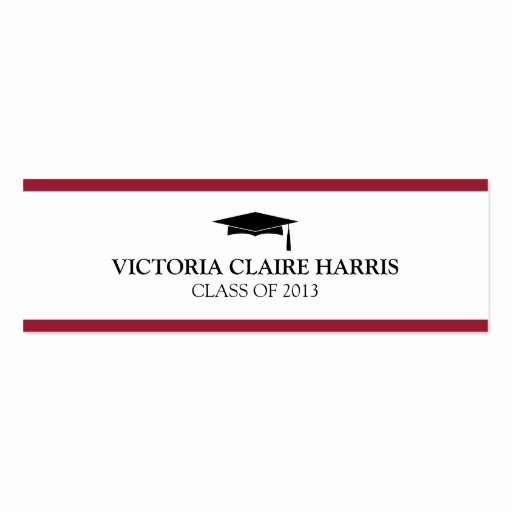 Graduation Name Cards Template Awesome Red Stripe Border Graduation Cap Name Card Double Sided