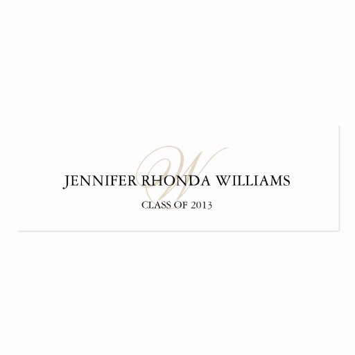 Graduation Name Cards Template Elegant Elegant Monogram Student Graduation Name Card Double Sided