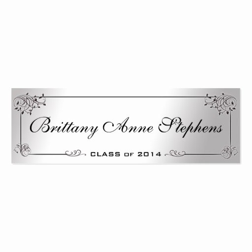 Graduation Name Cards Template Elegant Elegant Silver Graduation Name Card Insert Double Sided