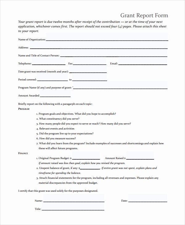 Grant Report Sample Fresh 9 Sample Grant Report forms
