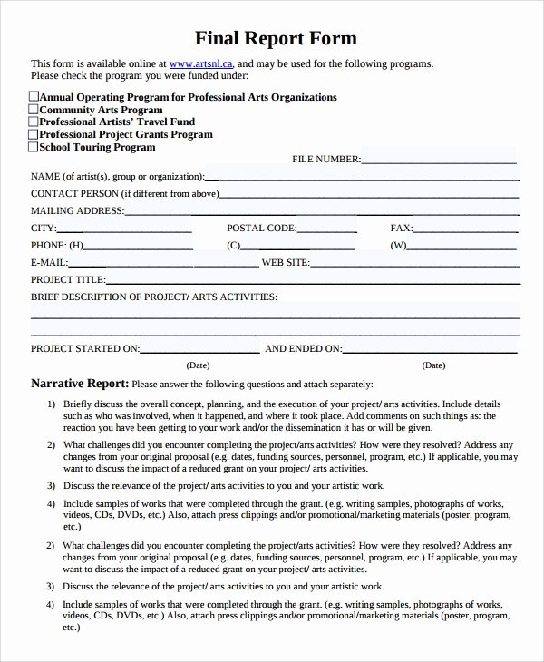 Grant Report Sample Inspirational 9 Sample Grant Report forms