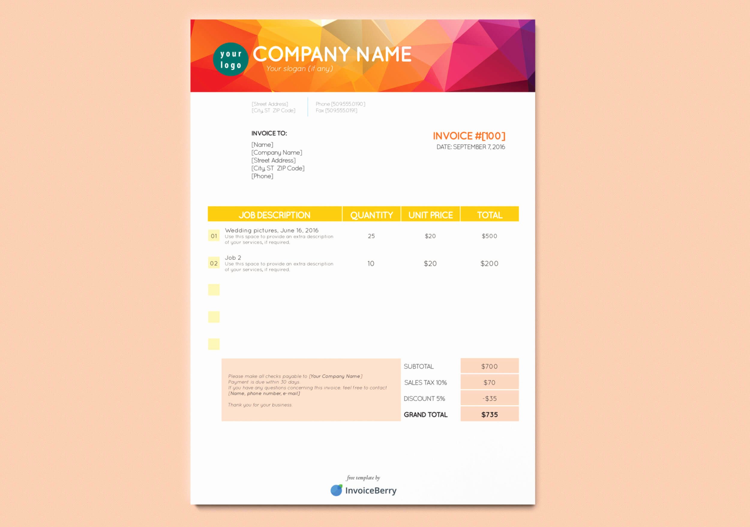 Graphic Design Invoice Examples Fresh Free New Indesign Invoice Templates