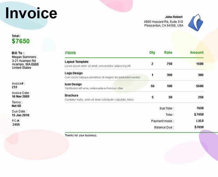 Graphic Design Invoice Examples Fresh Invoice Template for Fashion Designer