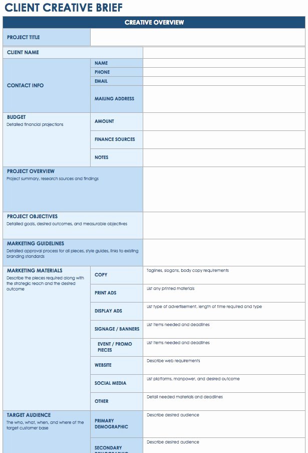 Graphic Design Request form Template Beautiful Free Creative Brief Templates Smartsheet