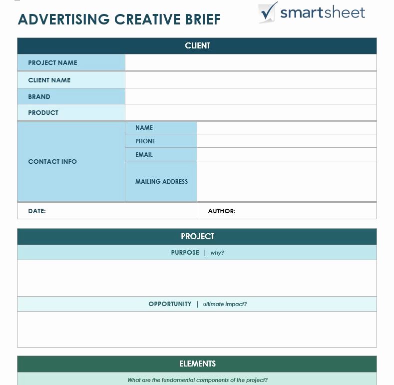 Graphic Design Request form Template Inspirational Free Creative Brief Templates Smartsheet