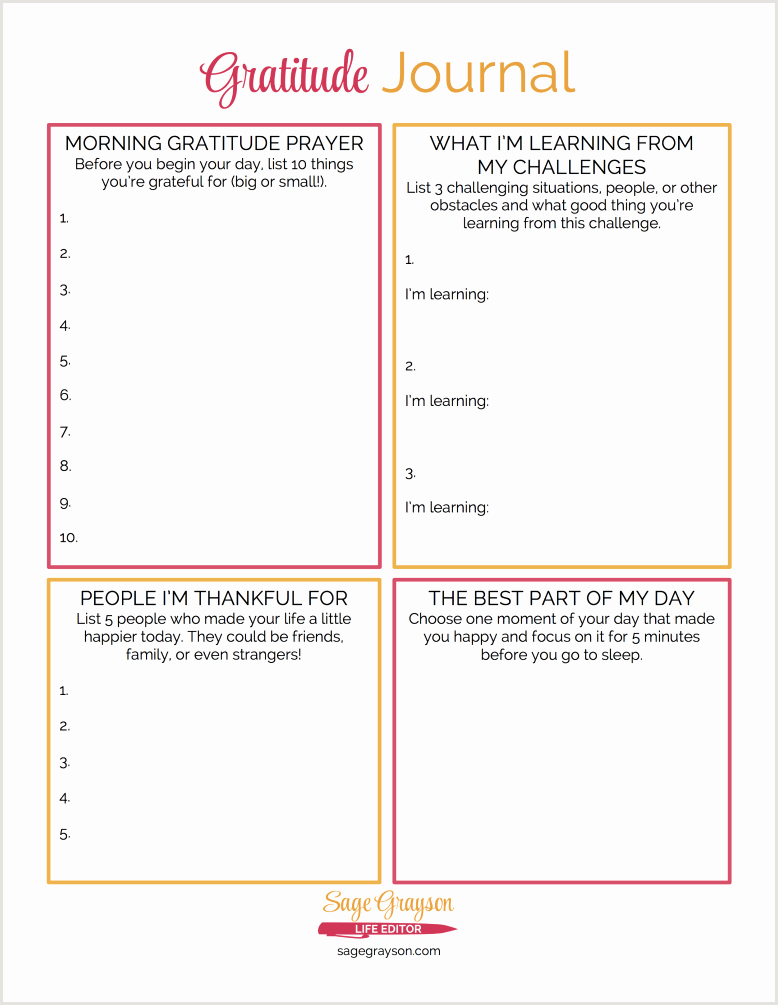 Gratitude Journal Template Free Inspirational Free Printable Gratitude Journal Sage Grayson Life Editor