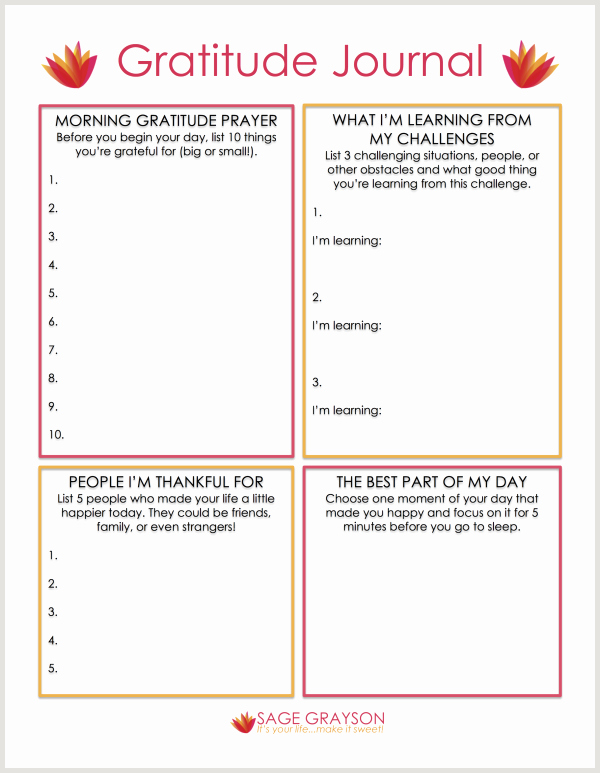 Gratitude Journal Template Free Unique Free Printable Gratitude Journal Sage Grayson Life Editor