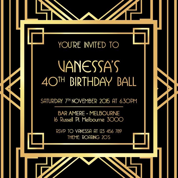 Great Gatsby Party Invitation Template Free Awesome Great Gatsby Digital Printable Invitation Template Black