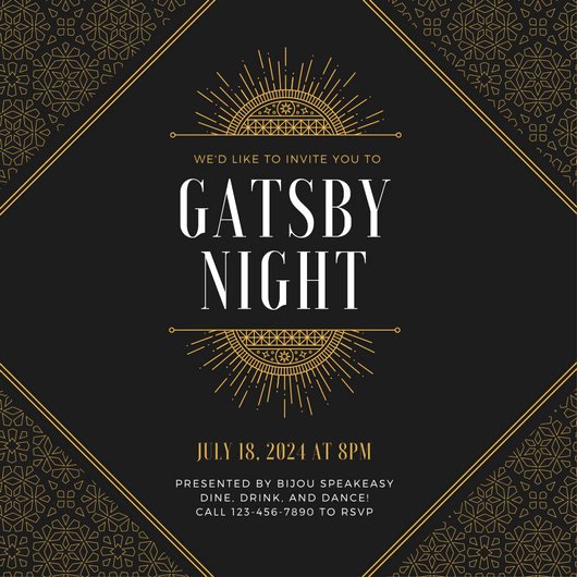 Great Gatsby Party Invitation Template Free Best Of Great Gatsby Invitation Templates Canva