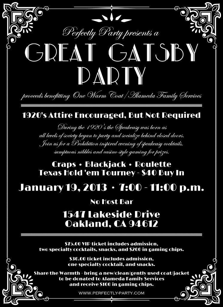 Great Gatsby Party Invitation Template Free Best Of Great Gatsby Party Benefitting E Warm Coat Alameda