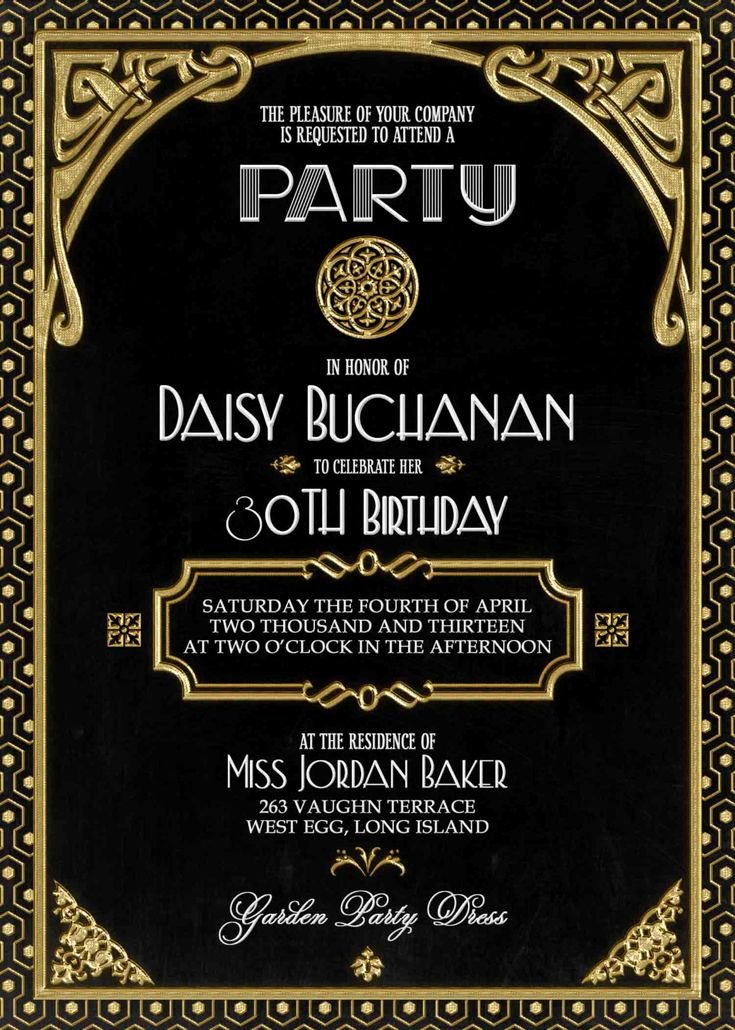 Great Gatsby Party Invitation Template Free Fresh Gatsby Invitation Art Deco Birthday Party or Bridal Shower