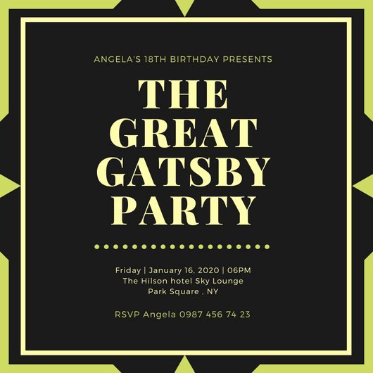 Great Gatsby Party Invitation Template Free Unique Customize 204 Great Gatsby Invitation Templates Online