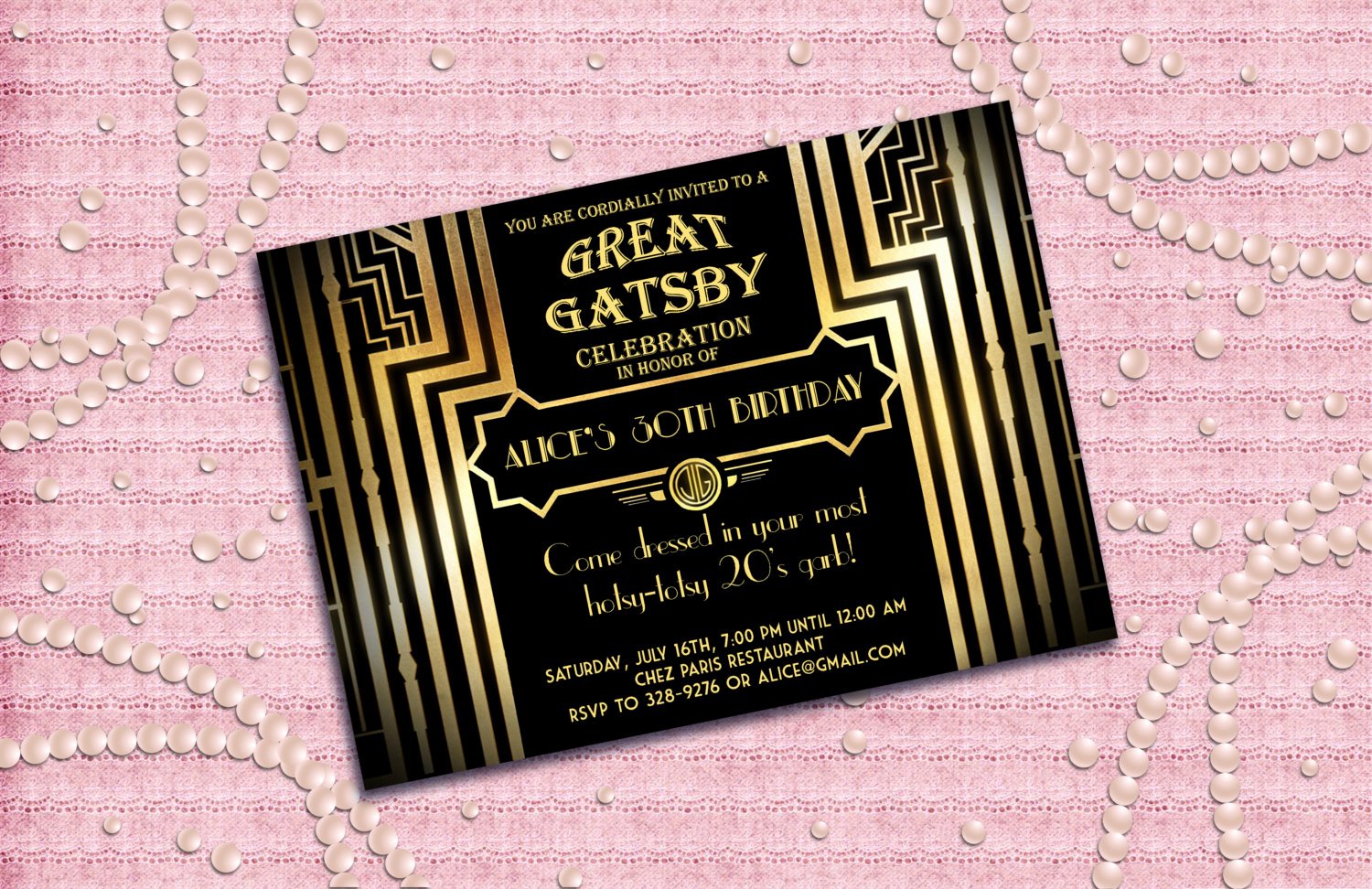 Great Gatsby Party Invitation Templates Elegant 1920s Party Invites