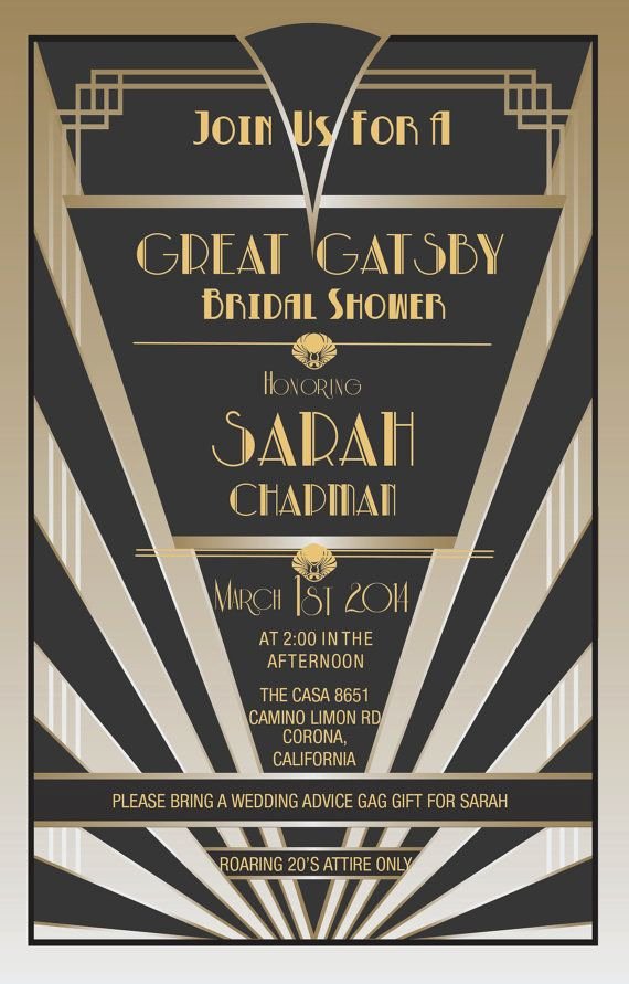 Great Gatsby Party Invitation Templates Elegant Great Gatsby Invitations Gatsby Style