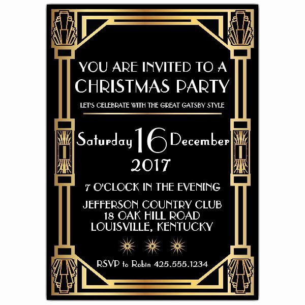 Great Gatsby Party Invitation Templates Inspirational Gatsby Classic Deco Christmas Party Invitations