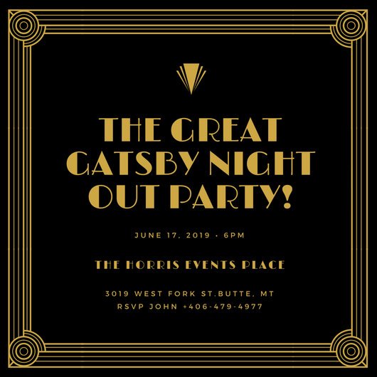 Great Gatsby Party Invitation Templates Inspirational Gold and Black Bordered Great Gatsby Invitation