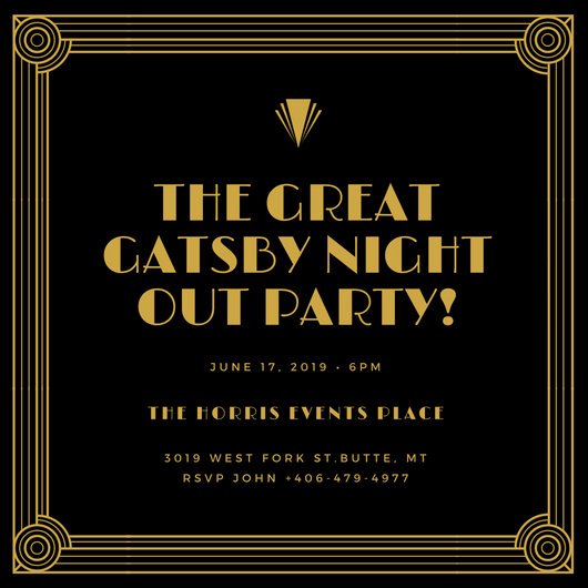 Great Gatsby Party Invitation Templates Inspirational Gold and Black Bordered Great Gatsby Invitation