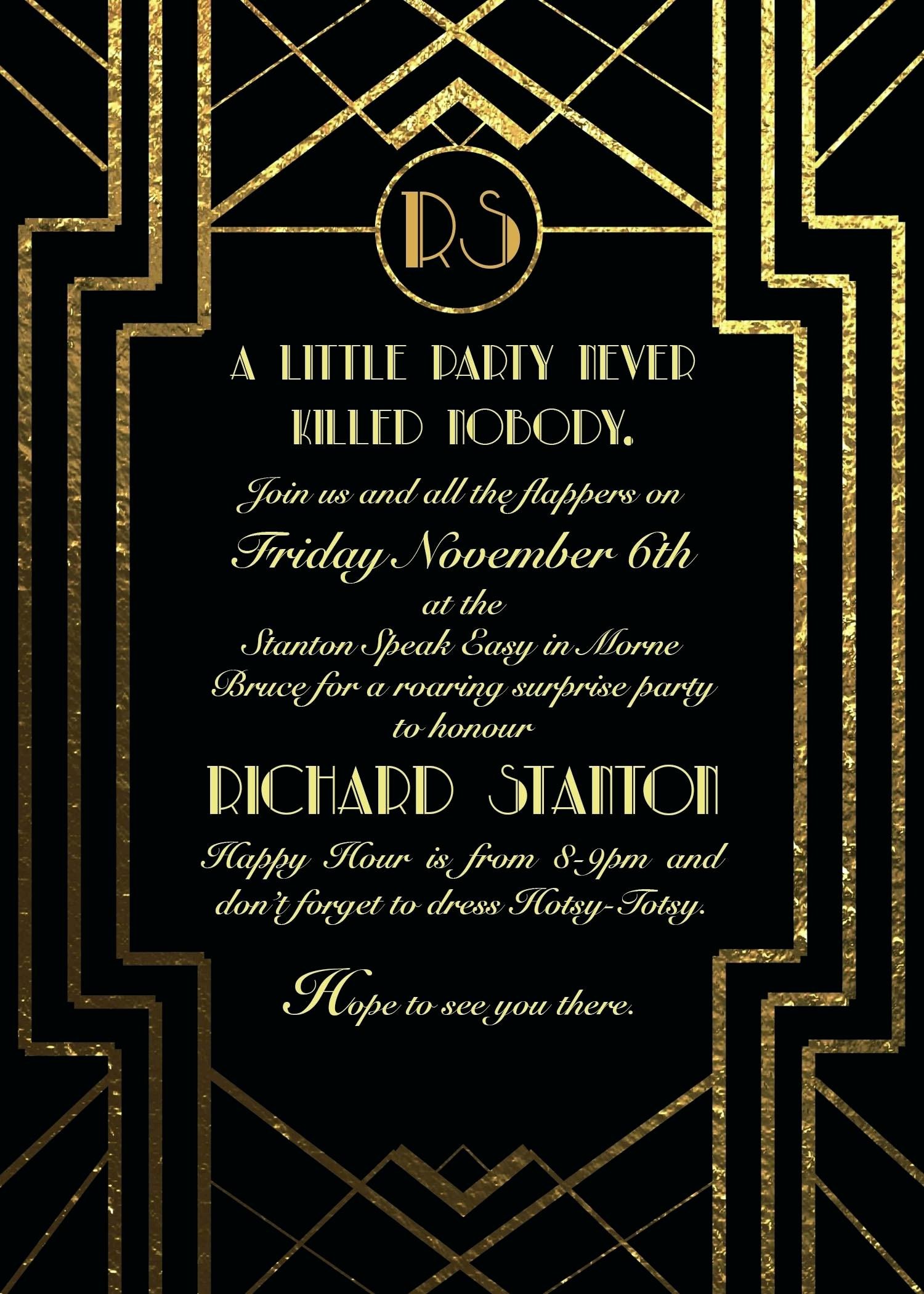 Great Gatsby Party Invitation Templates New Part 2 Template Word Template Resume Template Excel