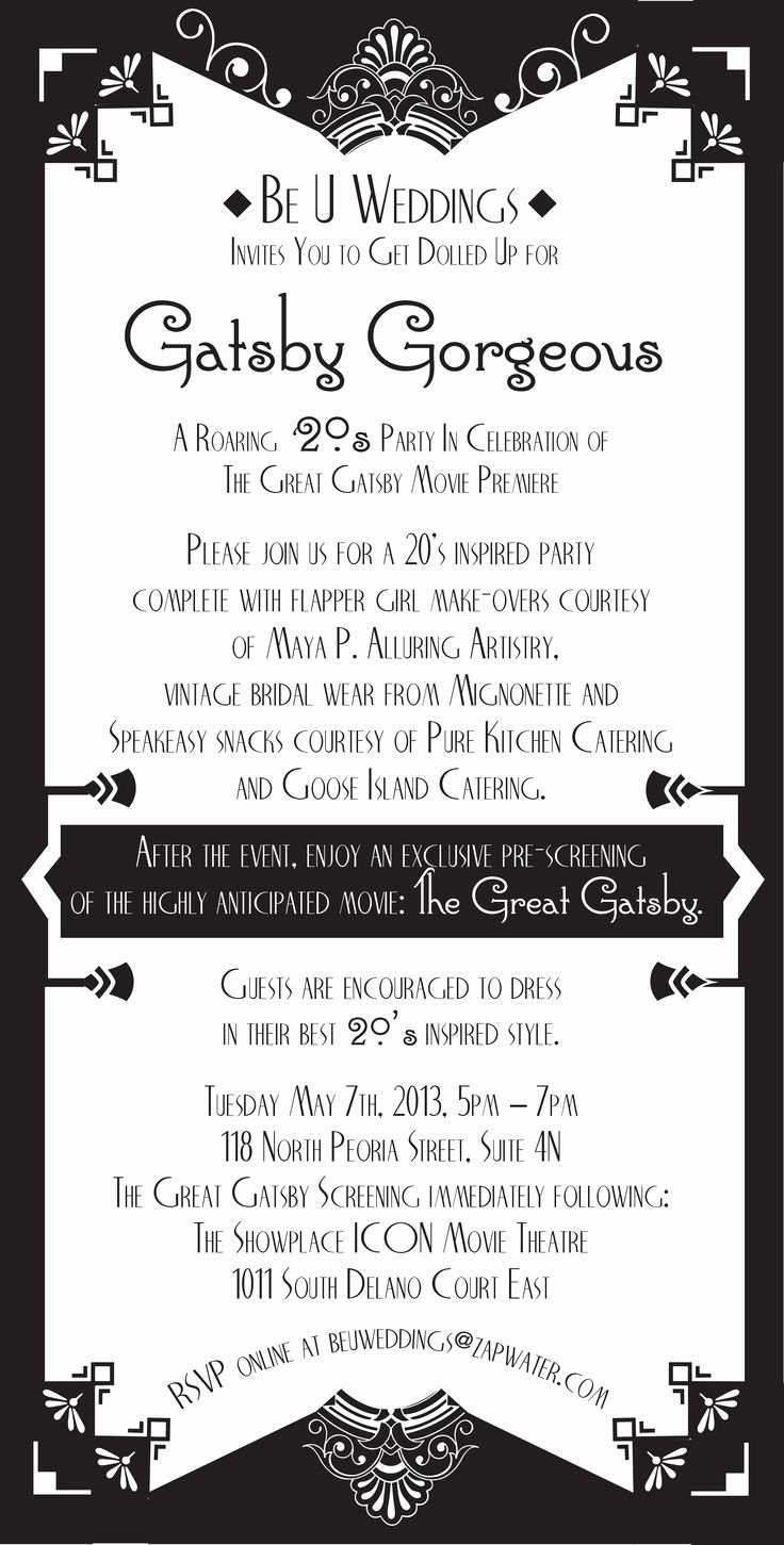 Great Gatsby Party Invitation Templates Unique 17 Best Images About Great Gatsby Graphics On Pinterest