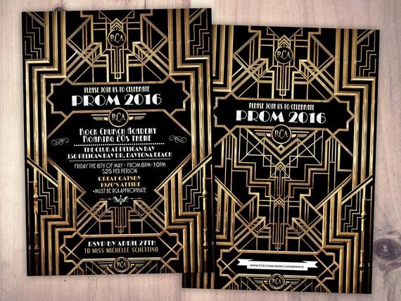 Great Gatsby Prom Invitations Awesome Great Gatsby Prom Invitation Roaring 20 S Hollywood Film