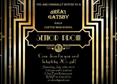 Great Gatsby Prom Invitations Awesome Great Gatsby Style Art Deco Prom Invitation 1920 S