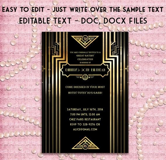 Great Gatsby Prom Invitations Luxury Great Gatsby Style Art Deco Party Invitation Prom