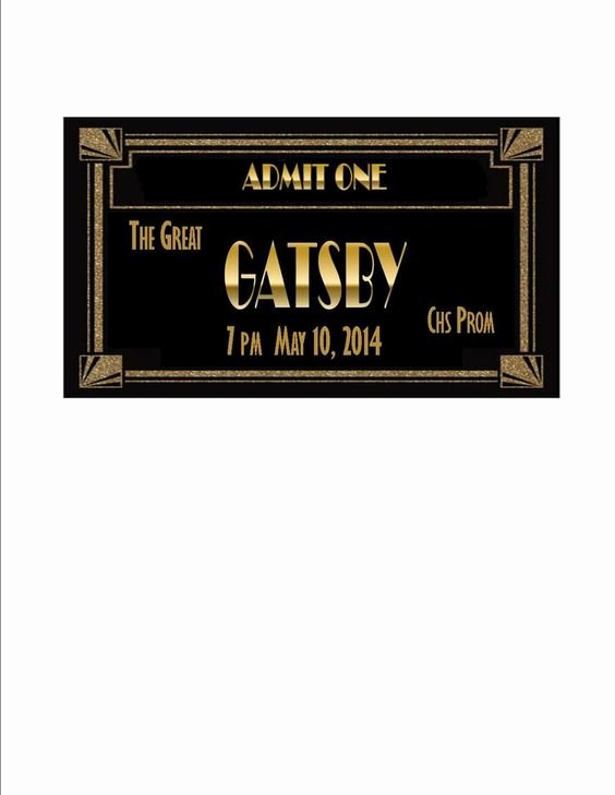 Great Gatsby Ticket Template Awesome Proms Tickets Gatsby and Cut and Paste On Pinterest