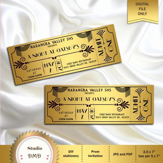 Great Gatsby Ticket Template Best Of 25 Best Ideas About Great Gatsby Invitation On Pinterest