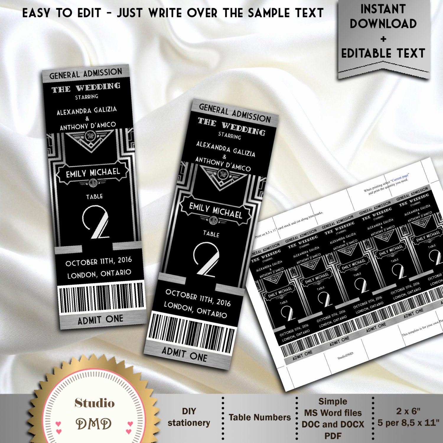 Great Gatsby Ticket Template Fresh Great Gatsby Style Art Deco Table Numbers Cards Ticket