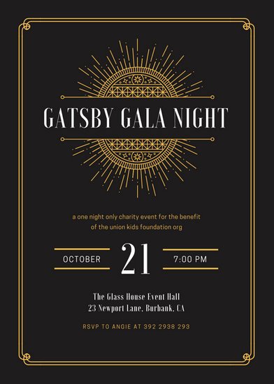 Great Gatsby Ticket Template New Kids Party Invitation Templates Canva