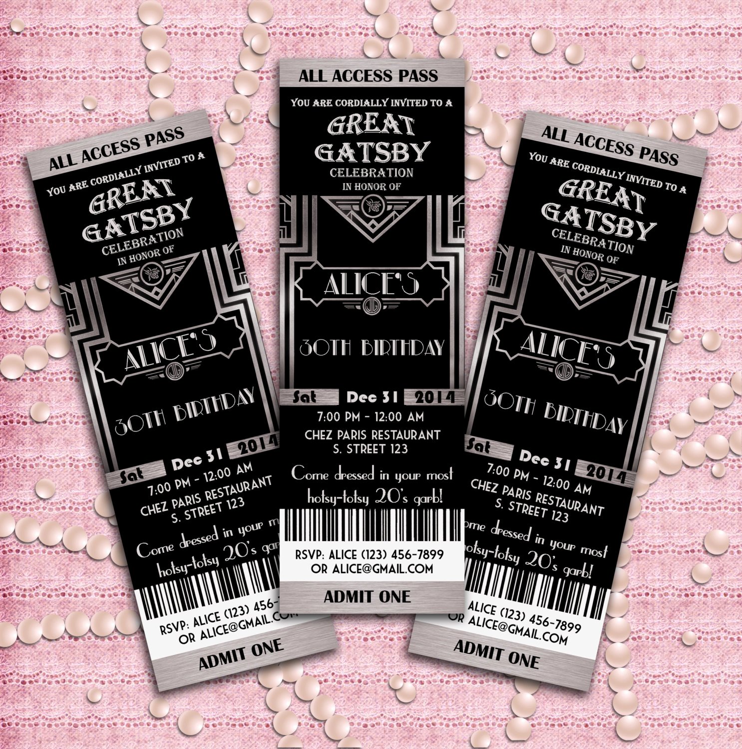 Great Gatsby Ticket Template Unique Great Gatsby Style Art Deco Party Invitation Prom