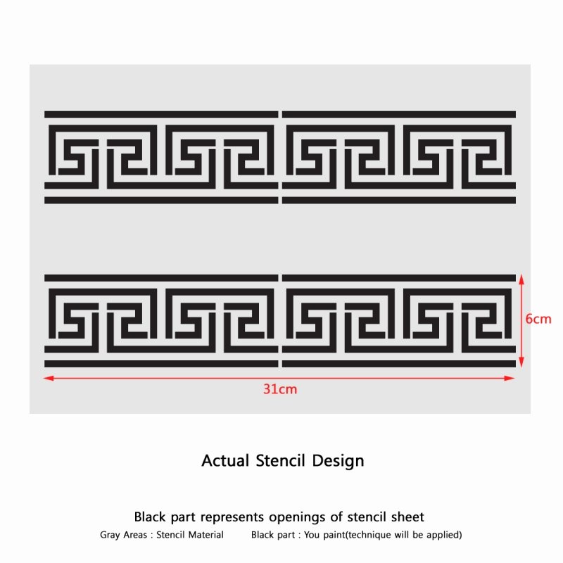 Greek Key Pattern Template Fresh Greek Key Side Border Stencil 2 Reusable Template for