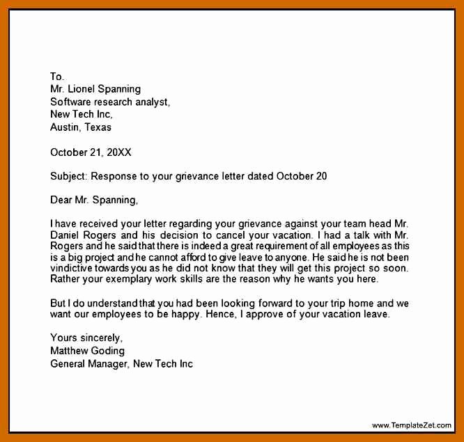 Grievance Appeal Letter Beautiful 4 5 Grievance Letter Sample