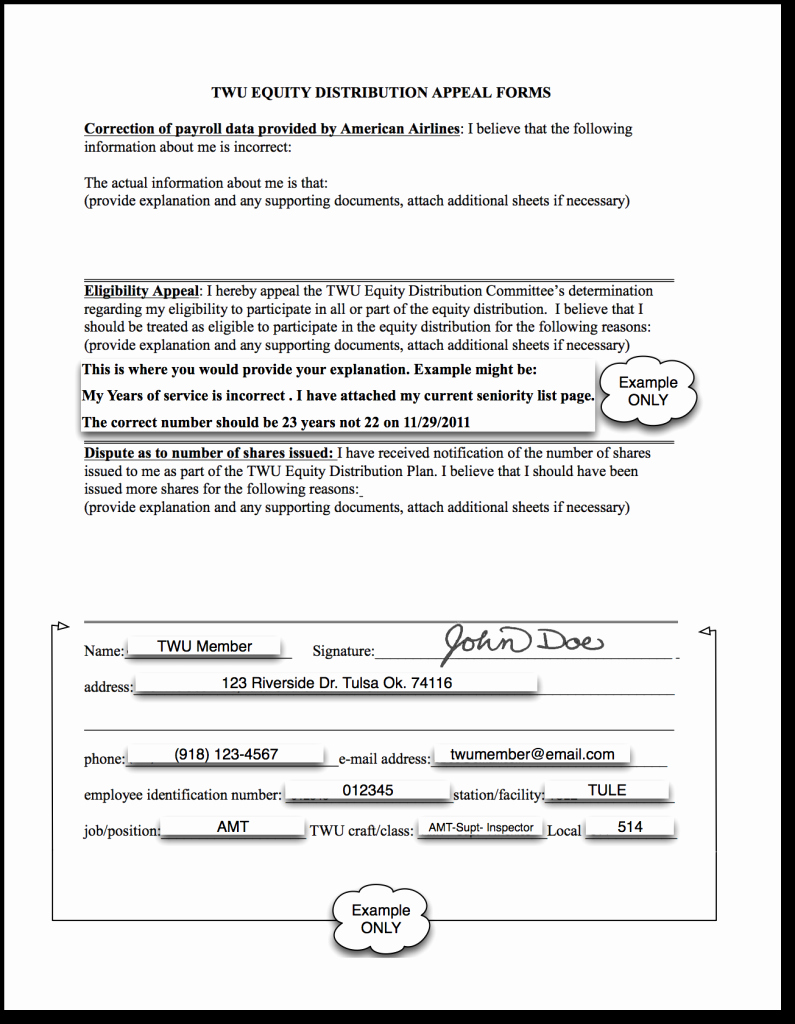 Grievance Appeal Letter Elegant Example Appeal Letter and form for Twu Equity Distribution