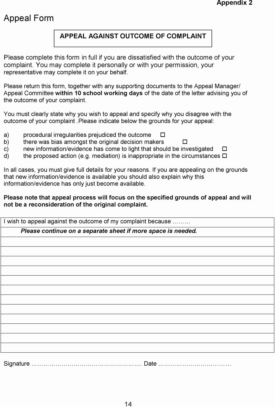 Grievance Appeal Letter Inspirational Grievance Bullying and Harassment Policy and Procedure Pdf