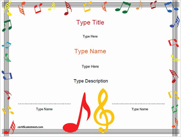 Guitar Lesson Gift Certificate Template Awesome 8 Printable Music Certificate Templates Word Psd Ai