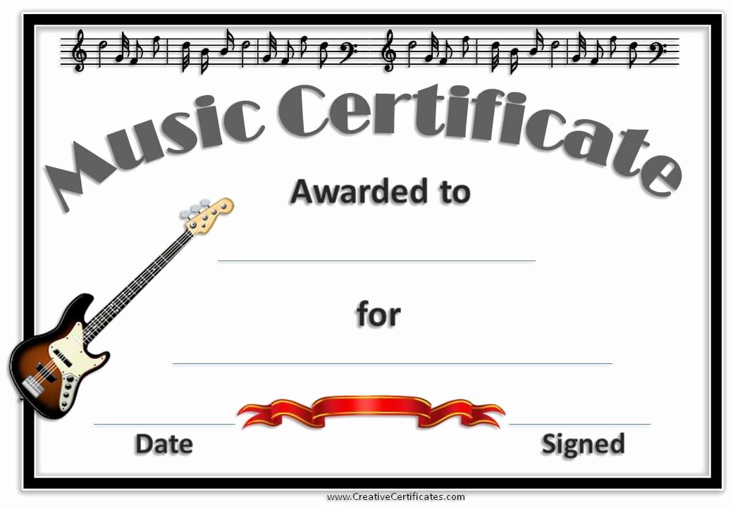 Guitar Lesson Gift Certificate Template Best Of Free Editable Music Certificate Template Free and