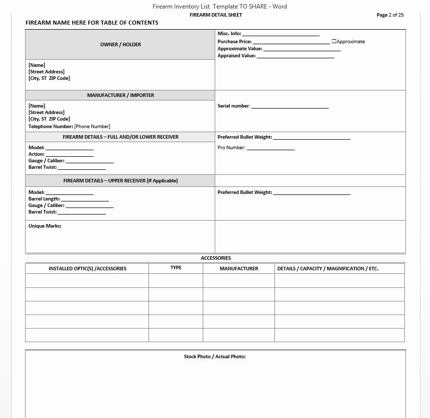 Gun Inventory Spreadsheet Luxury Firearms Inventory Spreadsheet Csserwis