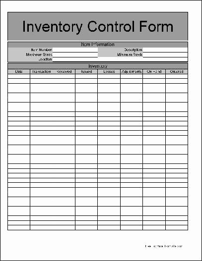 Gun Inventory Template Beautiful Free Basic Inventory Control form From formville