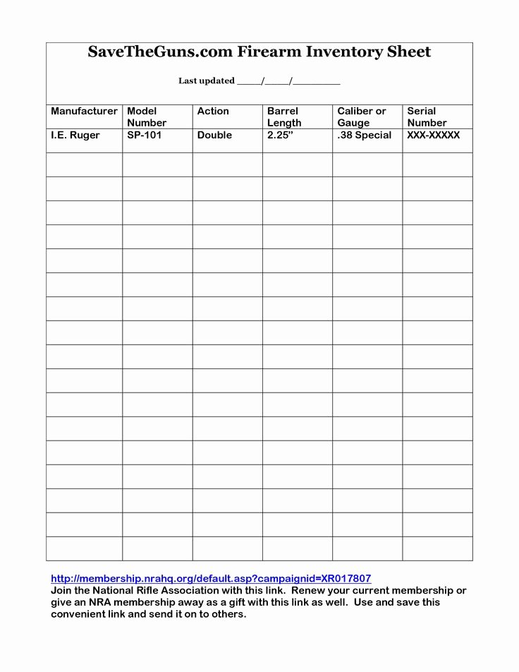 Gun Inventory Template Fresh Printable Gun Inventory form