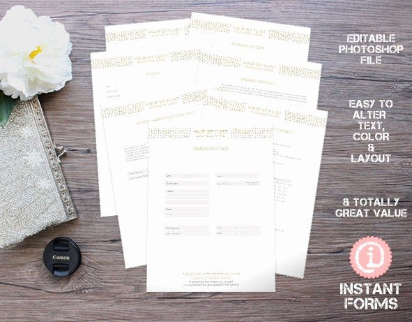 Hair Stylist Contract for Wedding Lovely Hair Stylist forms and Contracts if207 Instant Download