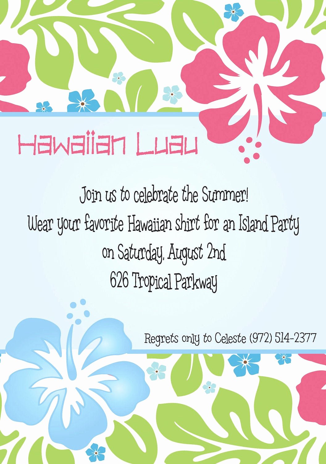 Hawaiian themed Invitation Templates Free Awesome Hawaiian Luau Party Invitation